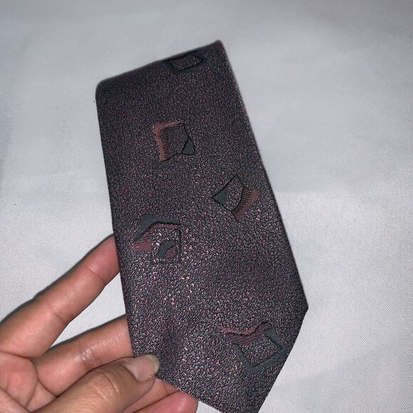 Men’s Vintage Paco Rabanne Luxury Neck Tie Burgundy Silk Italy Patterned - Picture 8 of 9